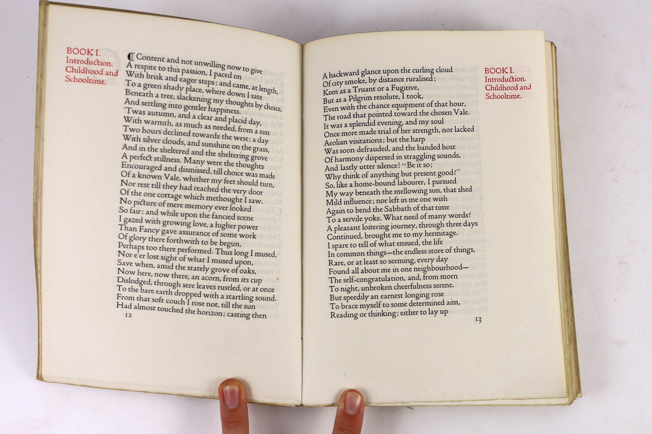 Doves Press, London - Wordsworth, William - The Prelude: An Autobiographical Poem, one of 155, printed in red and black letter, 8vo, original full, limp vellum, spine gilt-lettered, London, 1915